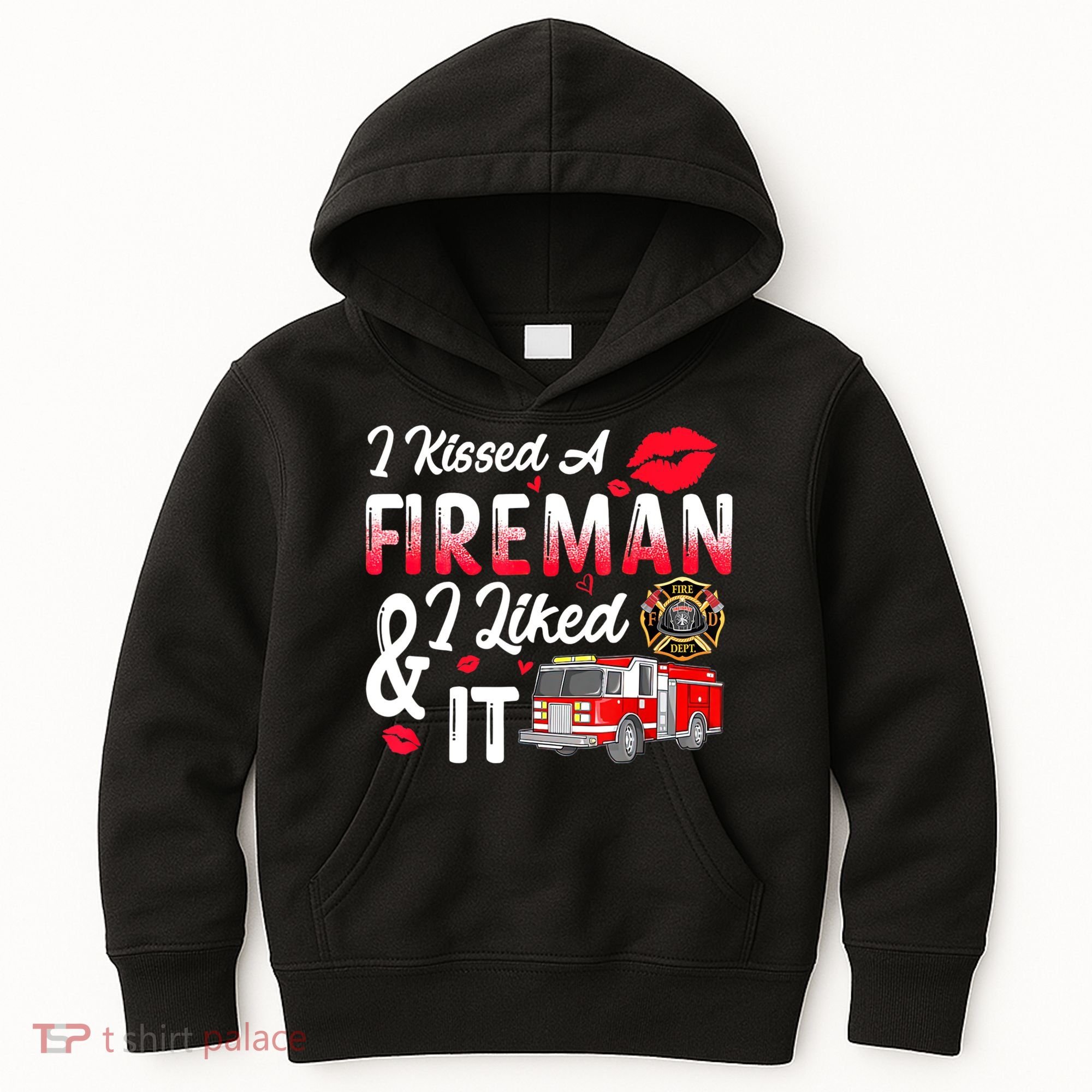 I Kissed A Fireman I Liked It Firefighter Valentine Days Kids Hoodie