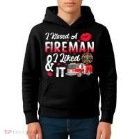 I Kissed A Fireman I Liked It Firefighter Valentine Days Kids Hoodie thumb 4