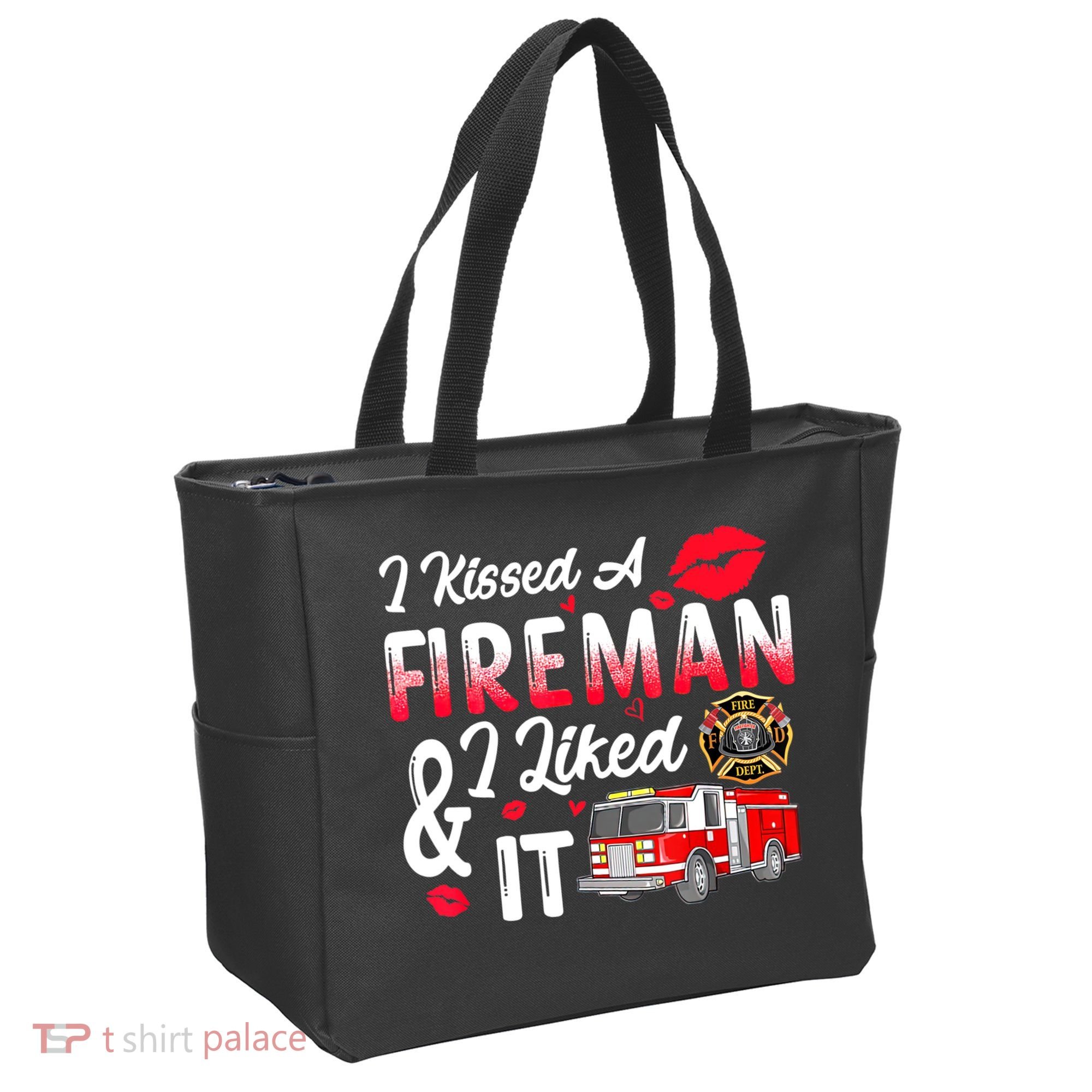 I Kissed A Fireman I Liked It Firefighter Valentine Days Tote Bag