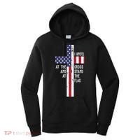 I Kneel At The Cross And Stand At The Flag USA Cross Women's Hoodie thumb 0