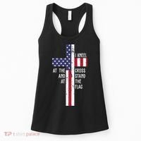 I Kneel At The Cross And Stand At The Flag USA Cross Women's Tank Top thumb 0