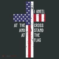 I Kneel At The Cross And Stand At The Flag USA Cross Mousepad thumb 1