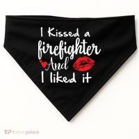 I Kissed A Firefighter And I Liked It Funny Fireman Gift USA-Made Doggie Bandana thumb 0