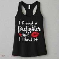 I Kissed A Firefighter And I Liked It Funny Fireman Gift Women's Tank Top thumb 3