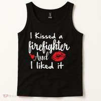 I Kissed A Firefighter And I Liked It Funny Fireman Gift Tank Top thumb 2