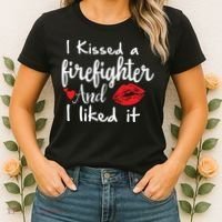 I Kissed A Firefighter And I Liked It Funny Fireman Gift Women's T-Shirt thumb 2