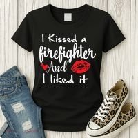 I Kissed A Firefighter And I Liked It Funny Fireman Gift Women's T-Shirt thumb 3
