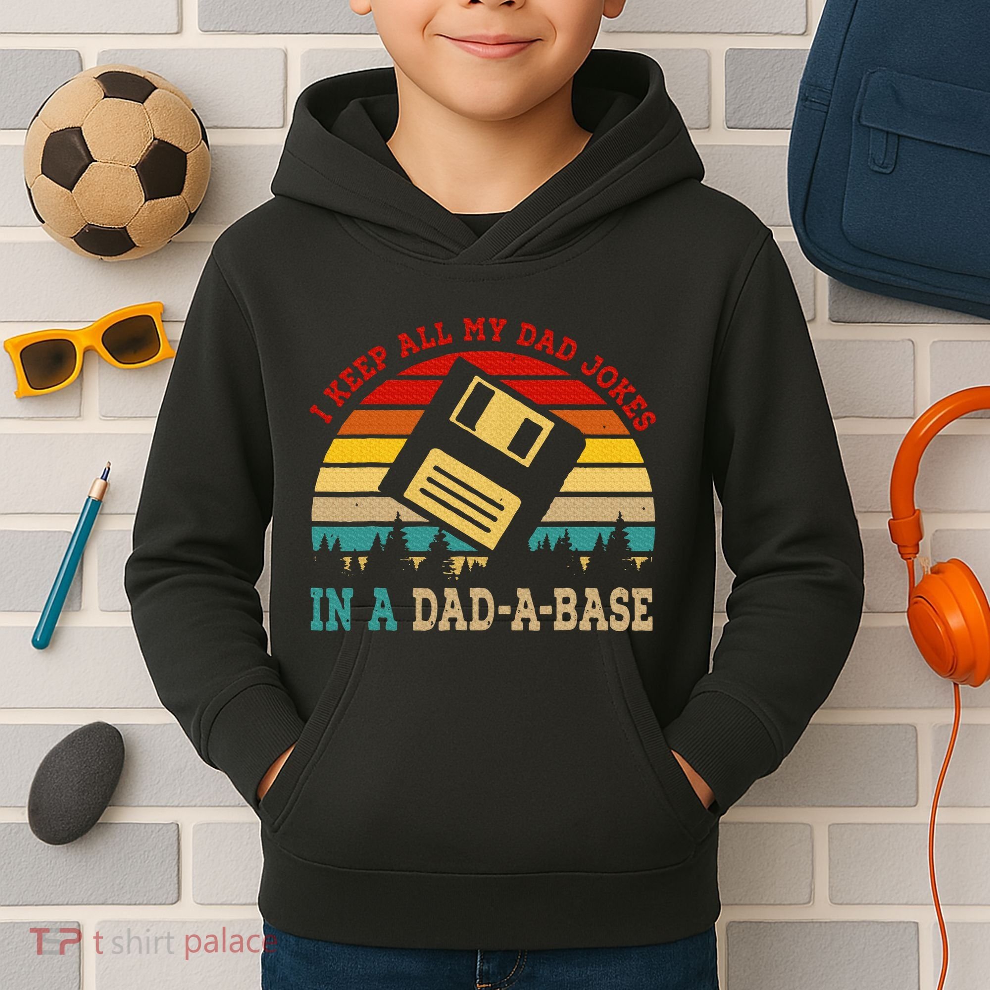 I Keep All My Dad Jokes In A Dad A Base Fathers Day Gift Kids Hoodie