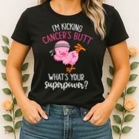Im Kicking Cancers Butt Breast Cancer Awareness Supporter Women's T-Shirt thumb 2
