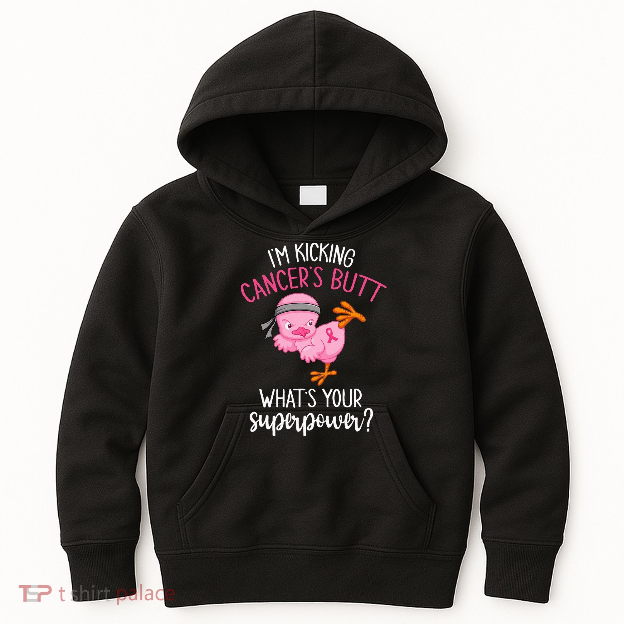 Im Kicking Cancers Butt Breast Cancer Awareness Supporter Kids Hoodie