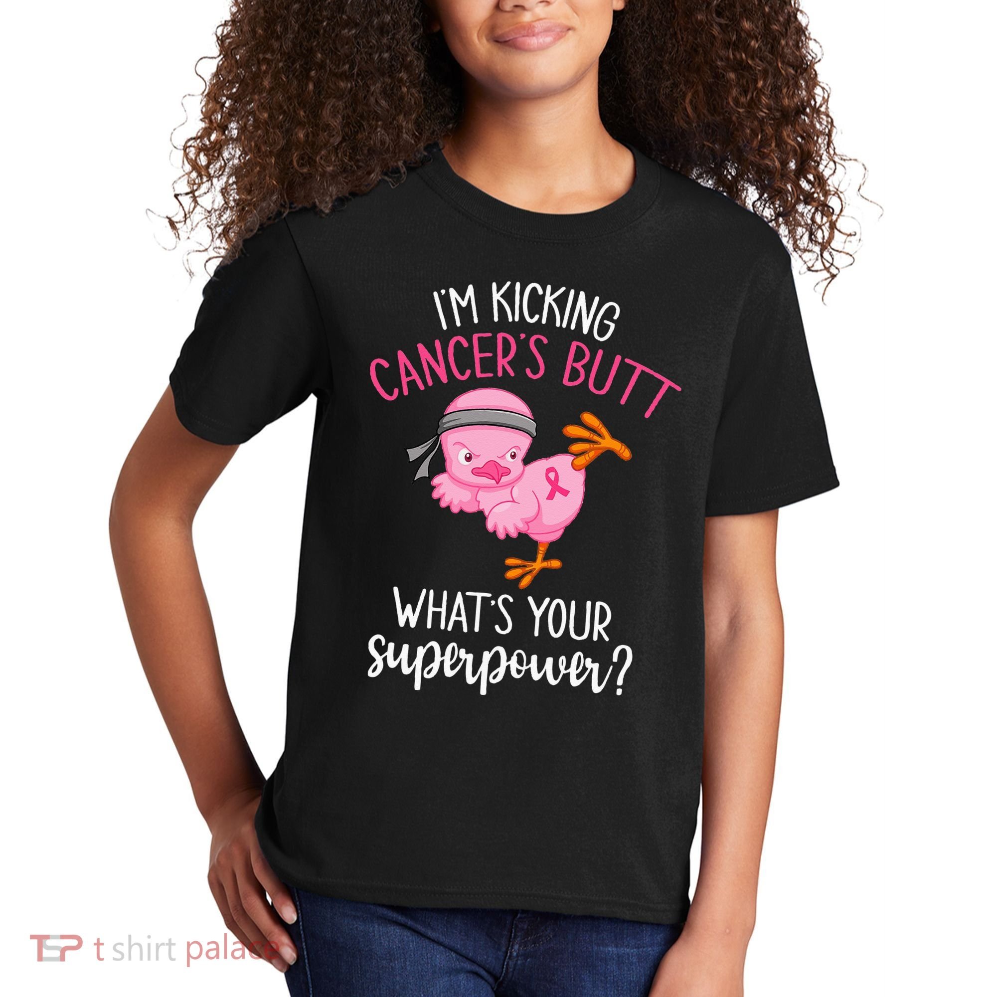 Im Kicking Cancers Butt Breast Cancer Awareness Supporter Kids T-Shirt