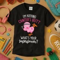 Im Kicking Cancers Butt Breast Cancer Awareness Supporter Kids T-Shirt thumb 3