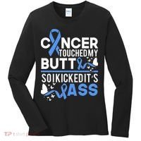 i kicked cancers butt Colon cancer awareness Women's Long Sleeve Shirt thumb 0