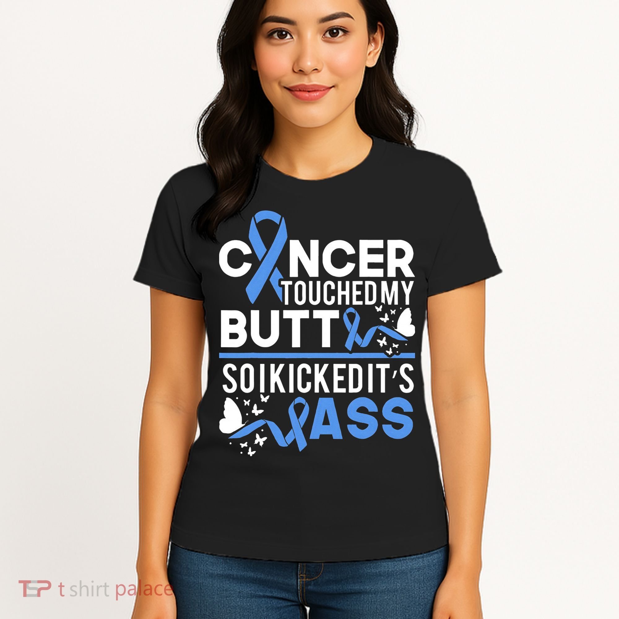i kicked cancers butt Colon cancer awareness Women's T-Shirt