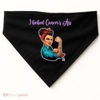 I Kicked Cancers Ass Cancer Survivors USA-Made Doggie Bandana thumb 0