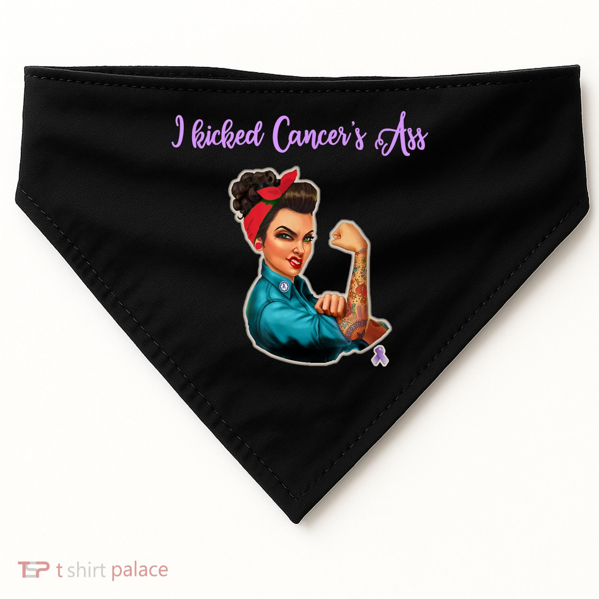 I Kicked Cancers Ass Cancer Survivors USA-Made Doggie Bandana