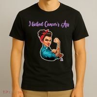 I Kicked Cancers Ass Cancer Survivors T-Shirt thumb 3
