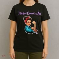 I Kicked Cancers Ass Cancer Survivors T-Shirt thumb 4