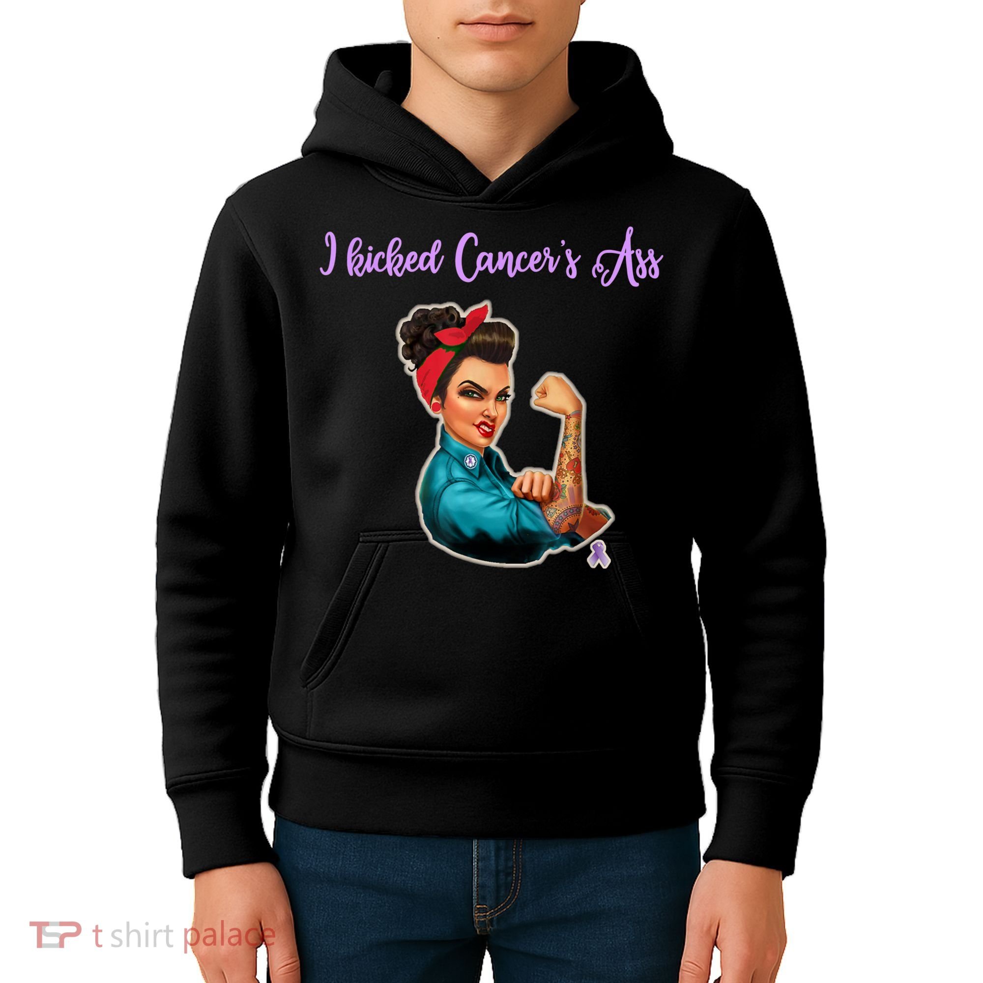 I Kicked Cancers Ass Cancer Survivors Kids Hoodie