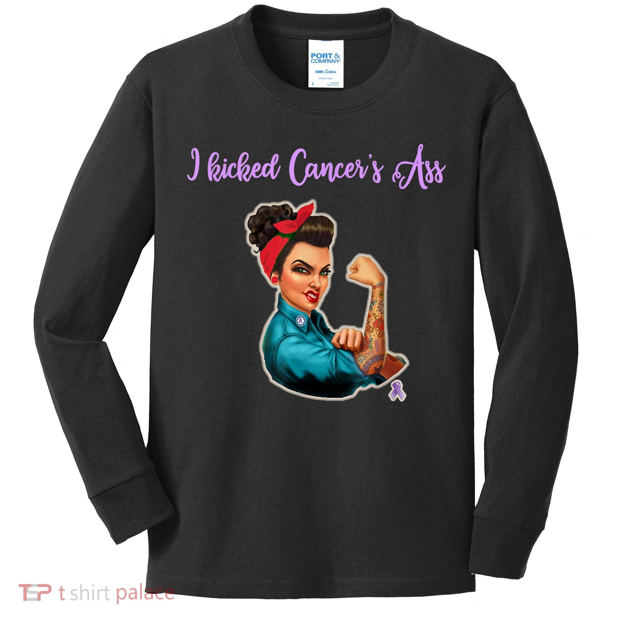 I Kicked Cancers Ass Cancer Survivors Kids Long Sleeve Shirt