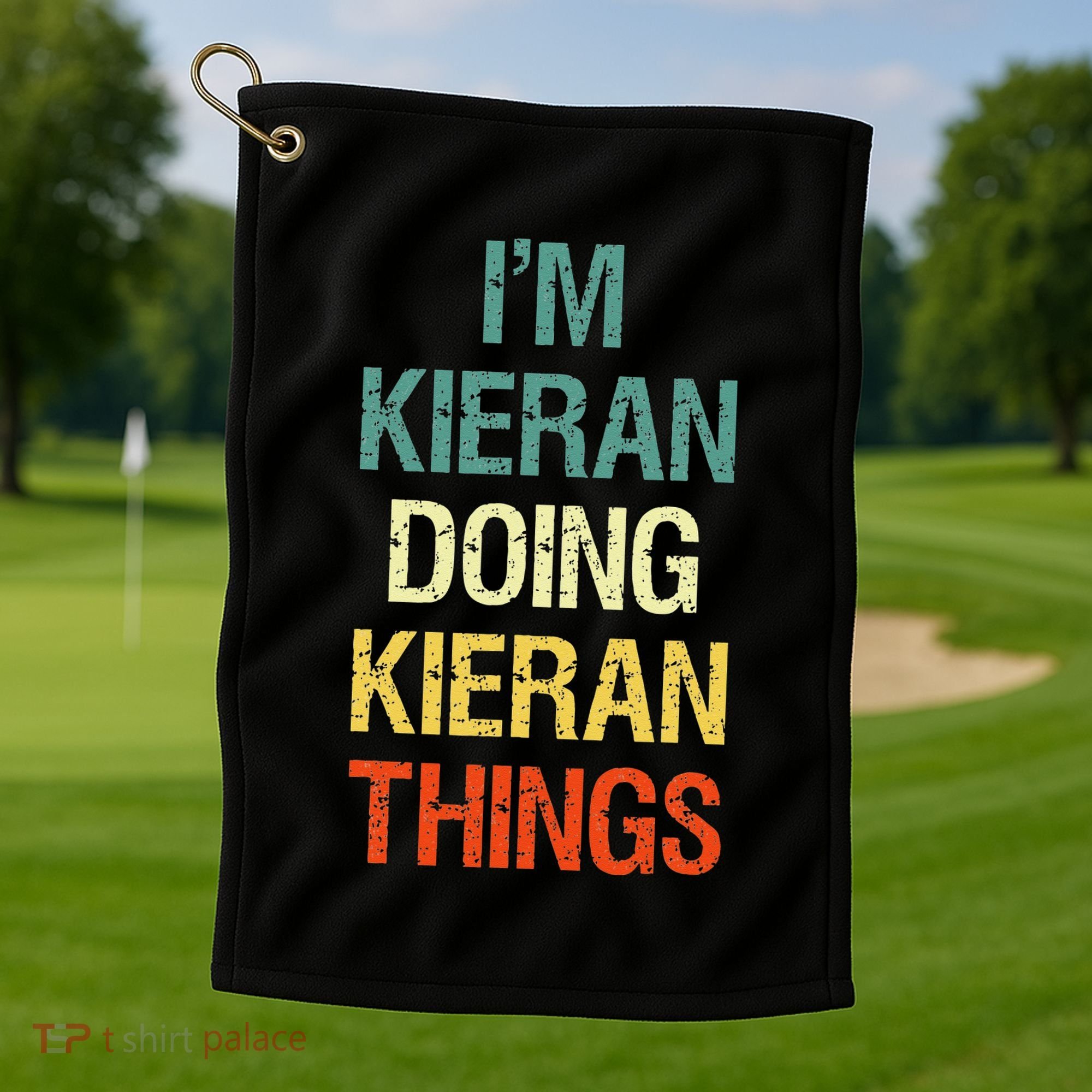 IM Kieran Doing Kieran Things Personalized First Name Gift Golf Towel