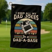 I Keep Dad Jokes In A Dad A Base Golf Towel thumb 1