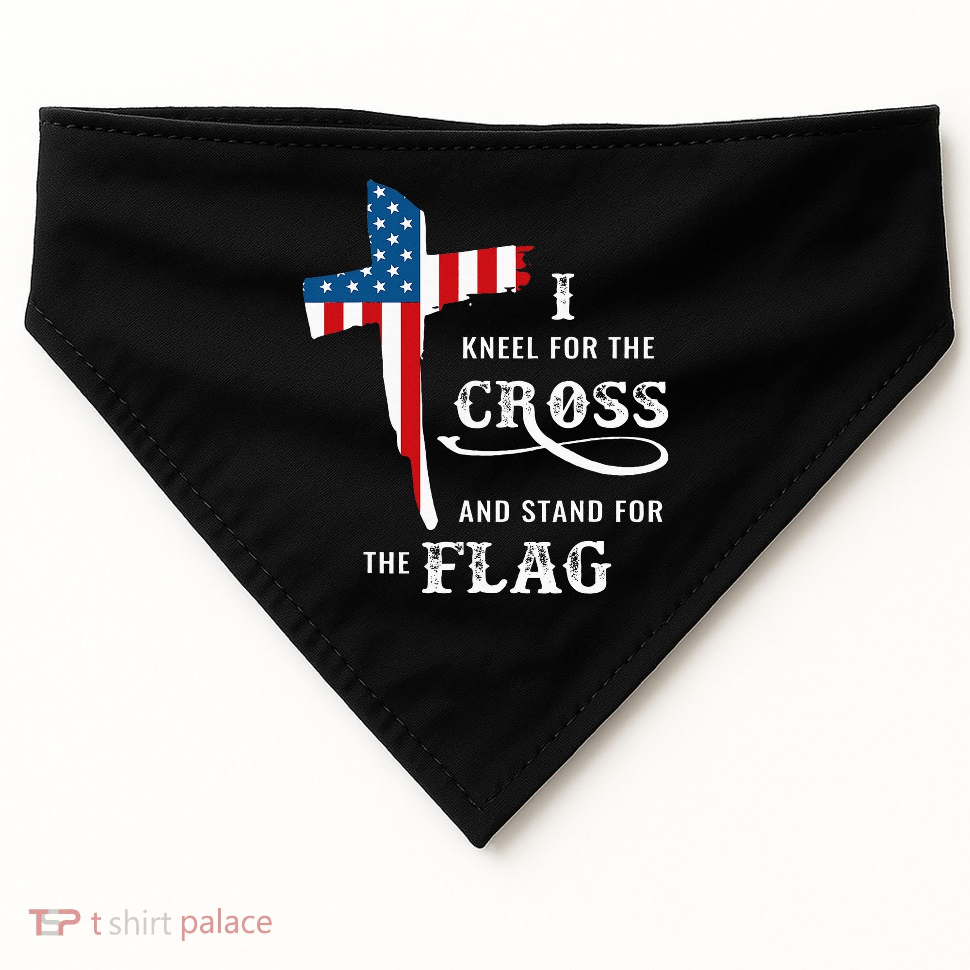 I Kneel For The Cross And Stand For The Flag USA-Made Doggie Bandana