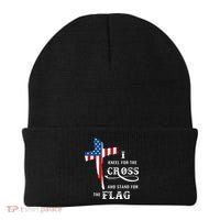 I Kneel For The Cross And Stand For The Flag Beanie thumb 0