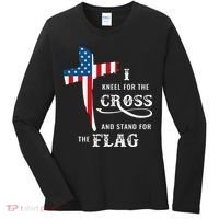 I Kneel For The Cross And Stand For The Flag Women's Long Sleeve Shirt thumb 0