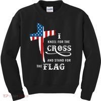 I Kneel For The Cross And Stand For The Flag Kids Sweatshirt thumb 0
