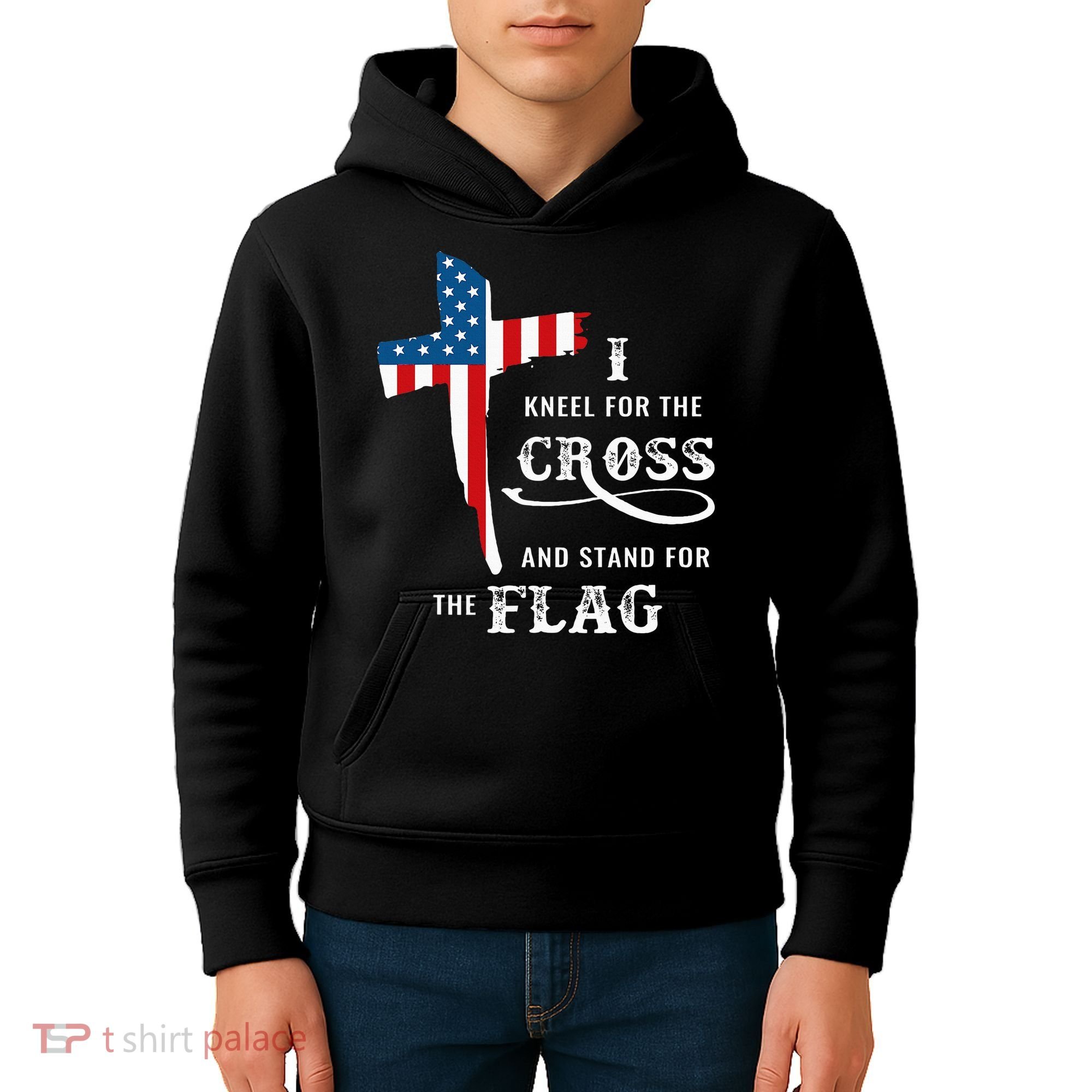 I Kneel For The Cross And Stand For The Flag Kids Hoodie