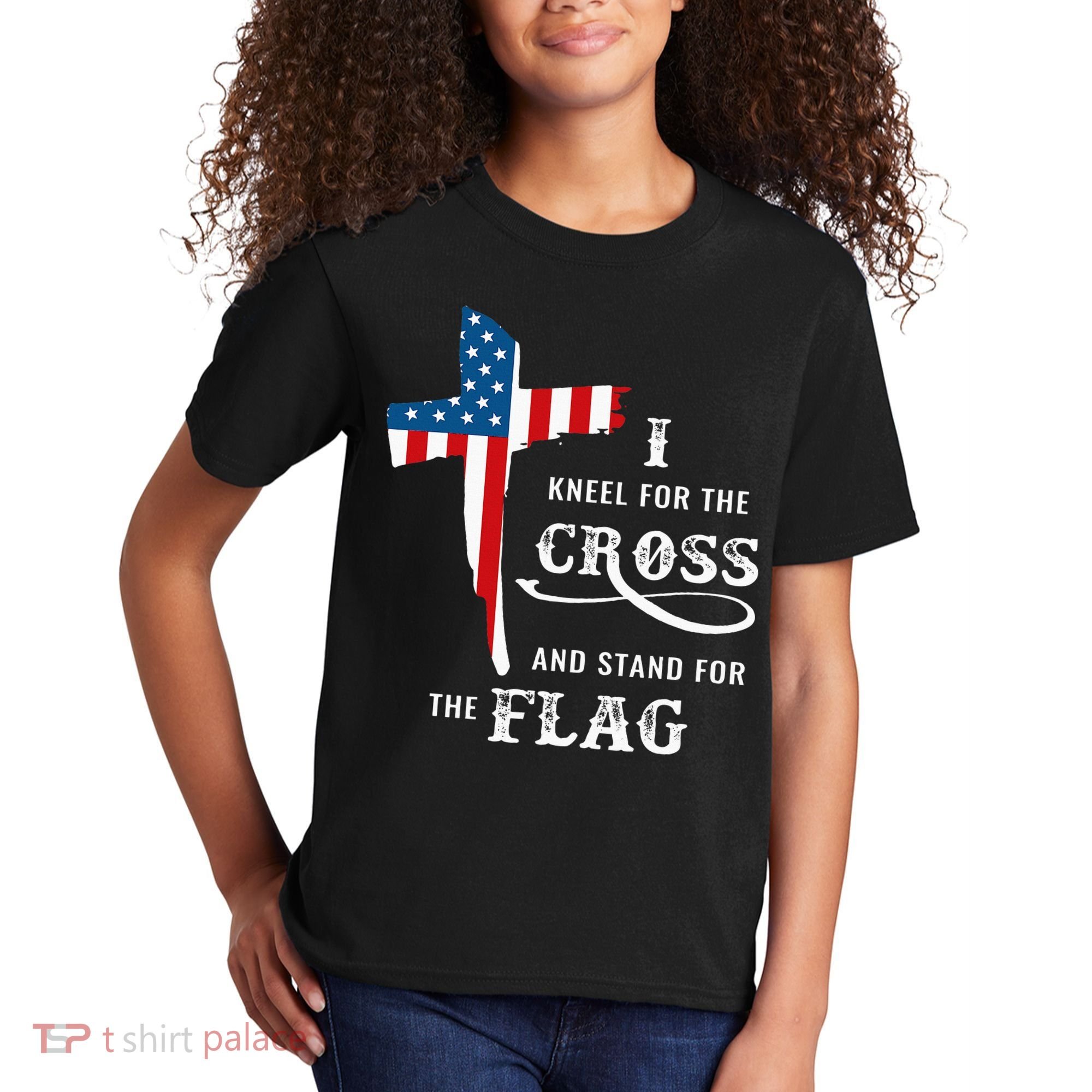 I Kneel For The Cross And Stand For The Flag Kids T-Shirt