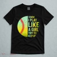I Know I Play Like A Girl Funny Softball Baseball T-Shirt thumb 5