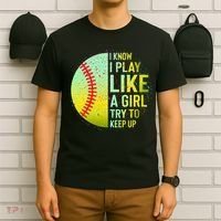 I Know I Play Like A Girl Funny Softball Baseball T-Shirt thumb 6