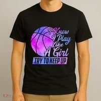 I Know I Play Like A Girl Basketball Player Game Day T-Shirt thumb 3