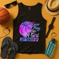 I Know I Play Like A Girl Basketball Player Game Day Tank Top thumb 4