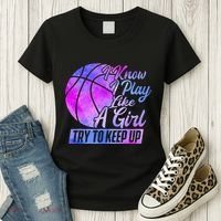 I Know I Play Like A Girl Basketball Player Game Day Women's T-Shirt thumb 3