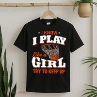 I Know I Play Like A Girl Basketball Girl T-Shirt thumb 2