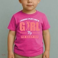I Know I Play Like A Girl Try To Keep Up Golfing Lover Golf Toddler T-Shirt thumb 2