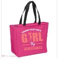 I Know I Play Like A Girl Try To Keep Up Golfing Lover Golf Tote Bag thumb 2