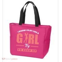 I Know I Play Like A Girl Try To Keep Up Golfing Lover Golf Tote Bag thumb 3