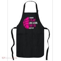 I Know I Play Like A Girl Try To Keep Up Basketball Gift Apron thumb 0