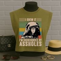I Knew It I'm Surrounded By Assholes Retro Garment-Dyed Women's Muscle Tee thumb 3