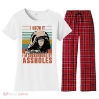 I Knew It I'm Surrounded By Assholes Retro Women's Flannel Pajama Set thumb 0