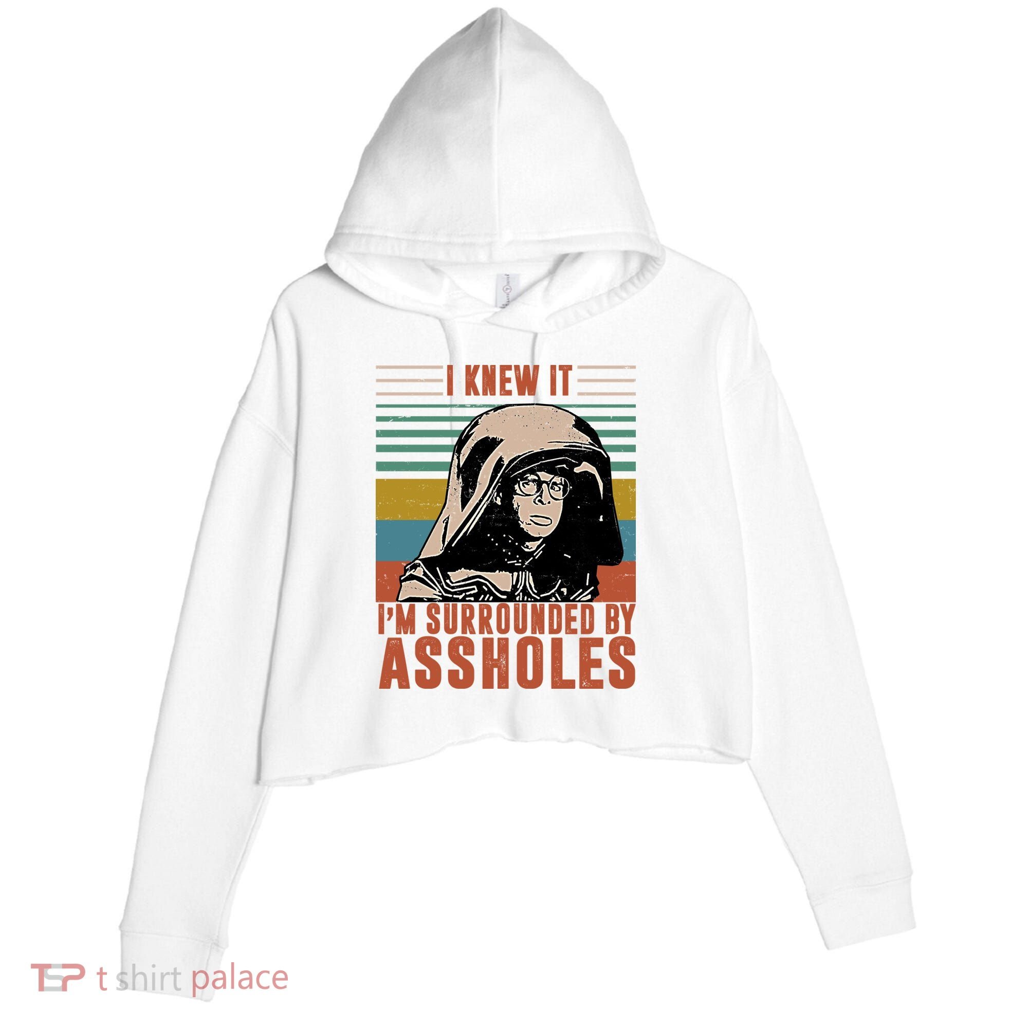 I Knew It I'm Surrounded By Assholes Retro Crop Fleece Hoodie