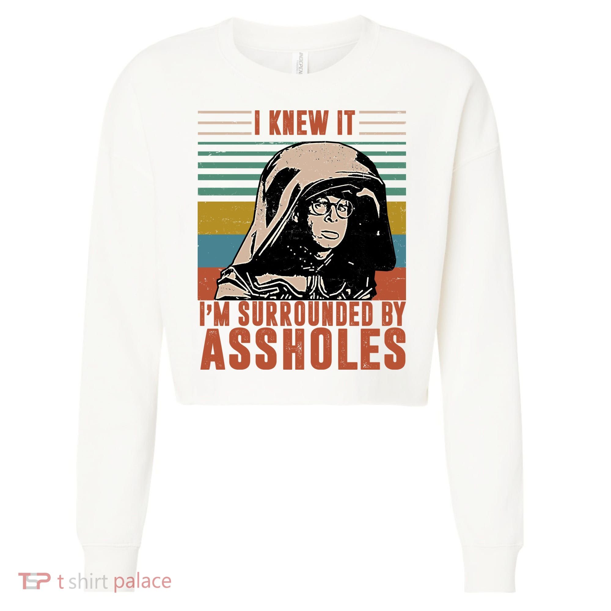 I Knew It I'm Surrounded By Assholes Retro Cropped Pullover Crew
