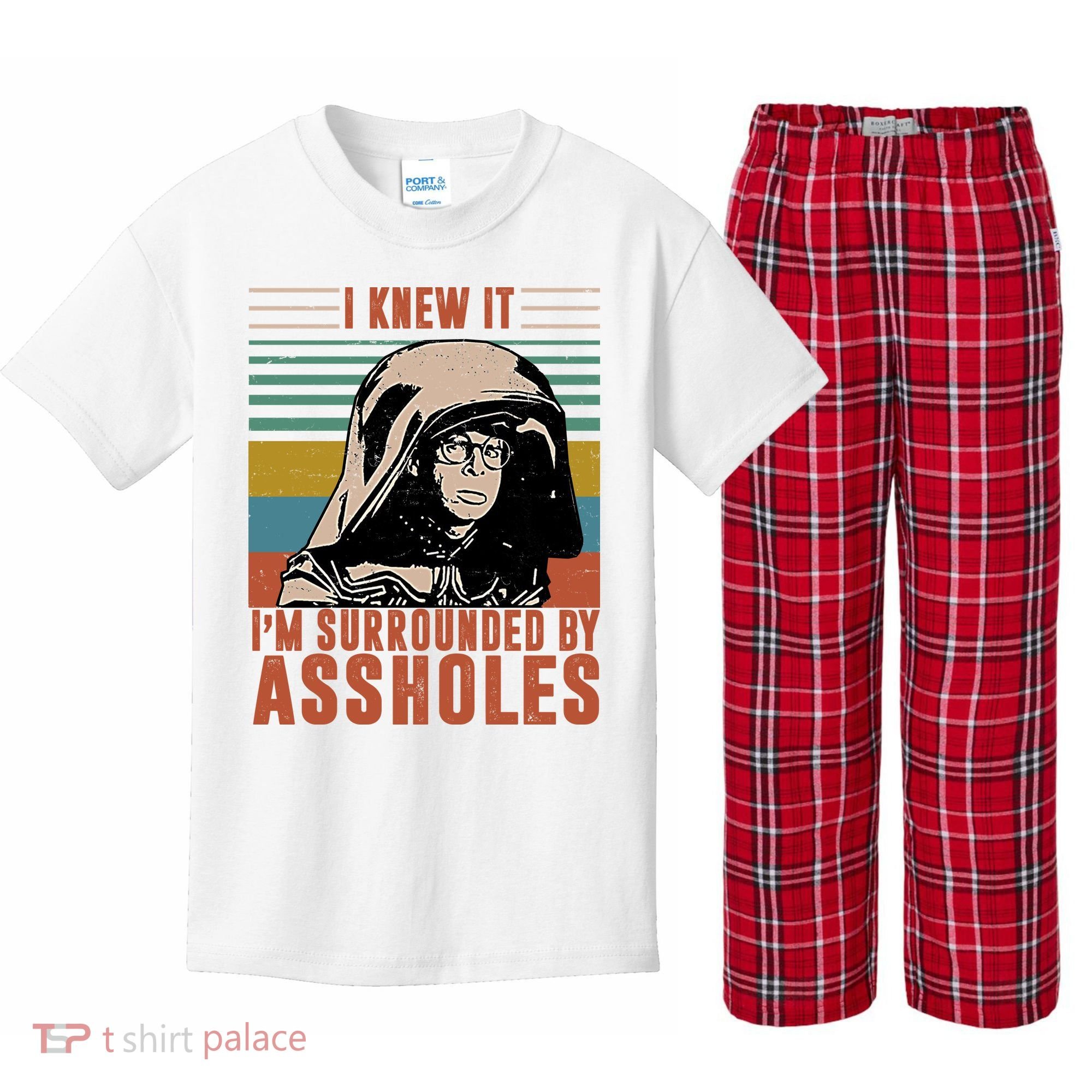 I Knew It I'm Surrounded By Assholes Retro Kids Plaid Pajama Set