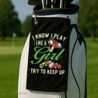 I Know I Play Like A Female Billiard Pool Player Gift Golf Towel thumb 2