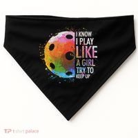 I Know I Play Like A Girl Funny Pickleball Player USA-Made Doggie Bandana thumb 0