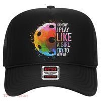 I Know I Play Like A Girl Funny Pickleball Player Hat thumb 0